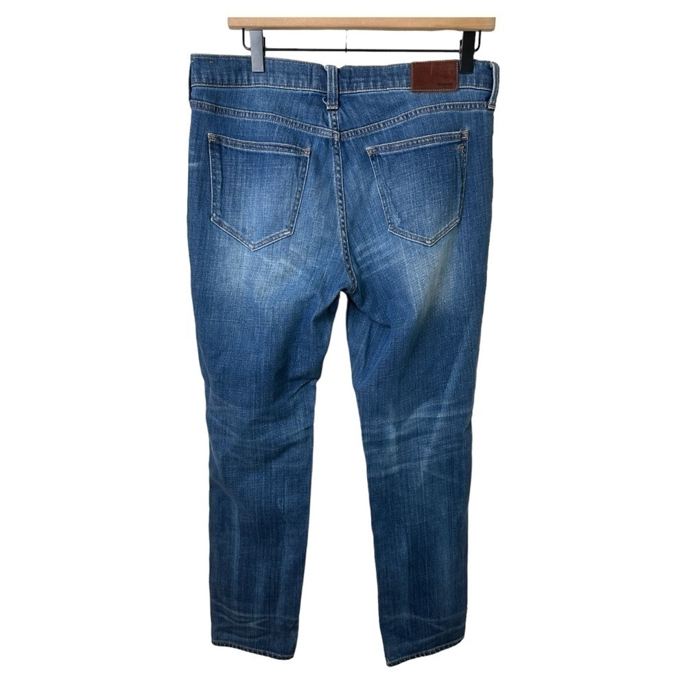 Madewell Jeans Womens 28 Patchwork Slim BoyJean Straight Leg Distressed Dark - Picture 2 of 10